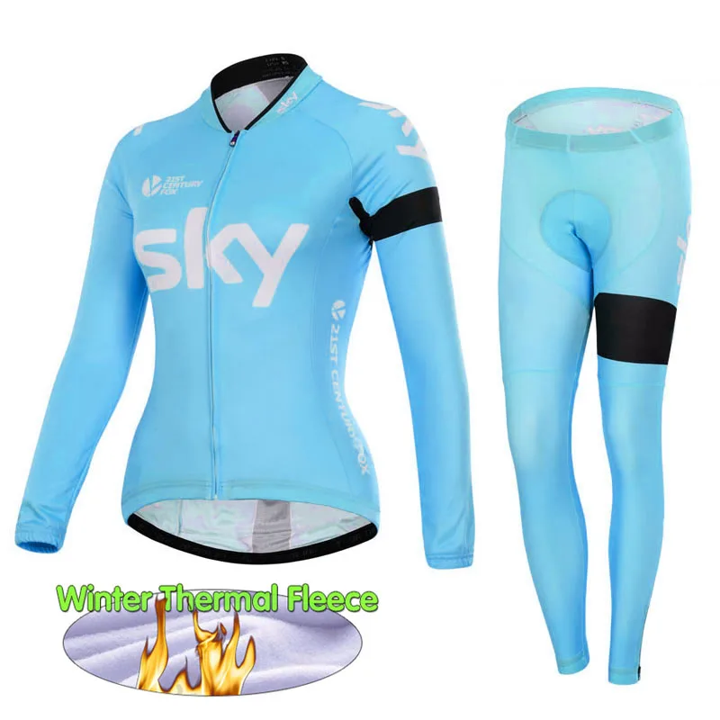 

Winter Women's Cycling Jersey Set Thermal Long Sleeve Full Zip Road Bike Jersey Set Cycling Kit Bicycle Jersey Gel Pad Pants