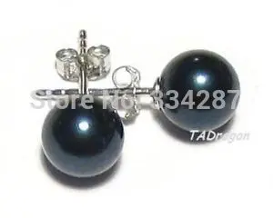 

7.5-8MM AAA Akoya Black Pearl 14K White Gold Earring Studs