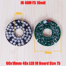 2 шт./лот 48 шт. светодиодный F5 10mil ИК 40 м печатной платы Диаметр 60x18 мм Инфракрасный Ночное видение для Размеры 75 Видеонаблюдение ИК цилиндрическая Камера чехол