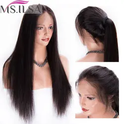 Прямые человеческие волосы полный кружево Искусственные парики для черный для женщин 150 плотность бразильский парики Remy Предварительно