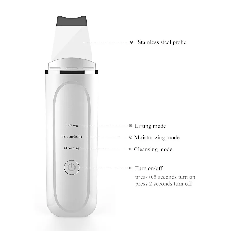 

Ultrasonic Skin Scrubber Deep Face Cleaning Machine Reduce Wrinkles and spots Facial Whitening Lifting Remove Dirt Blackhead