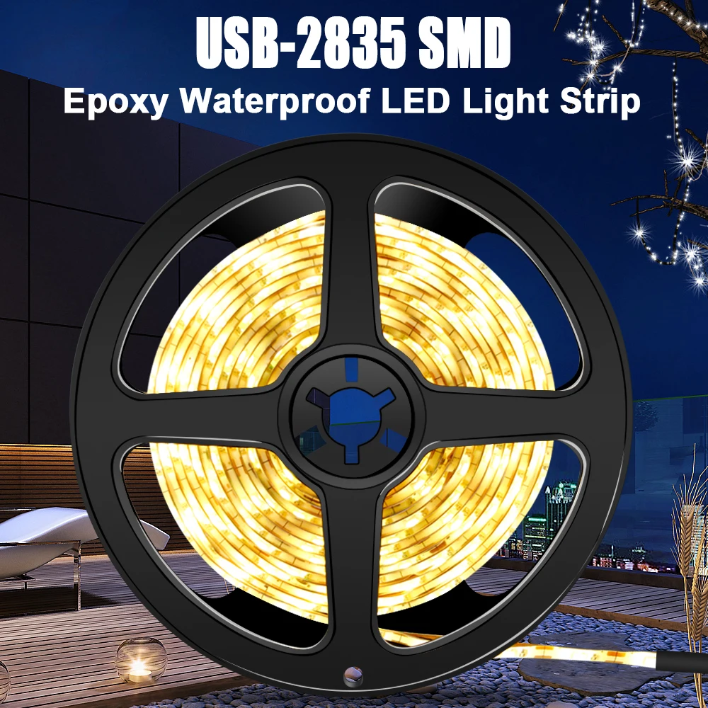 

USB Waterproof LED Strip 5V Fita LED Light Strip 2835SMD Neon Lamp Bar 1m 2m 3m 4m 5m TV Wardrobe Cabinet Flexible Ribbon Lights