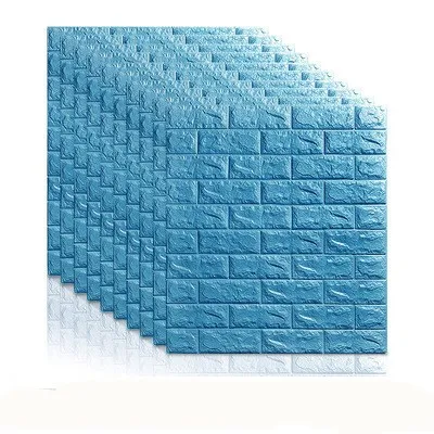70*77 3D кирпичные настенные наклейки DIY самоклеющийся Декор пенопластовое водонепроницаемое покрытие для стен обои для телевизора фон для детской гостиной - Цвет: Небесно-голубой
