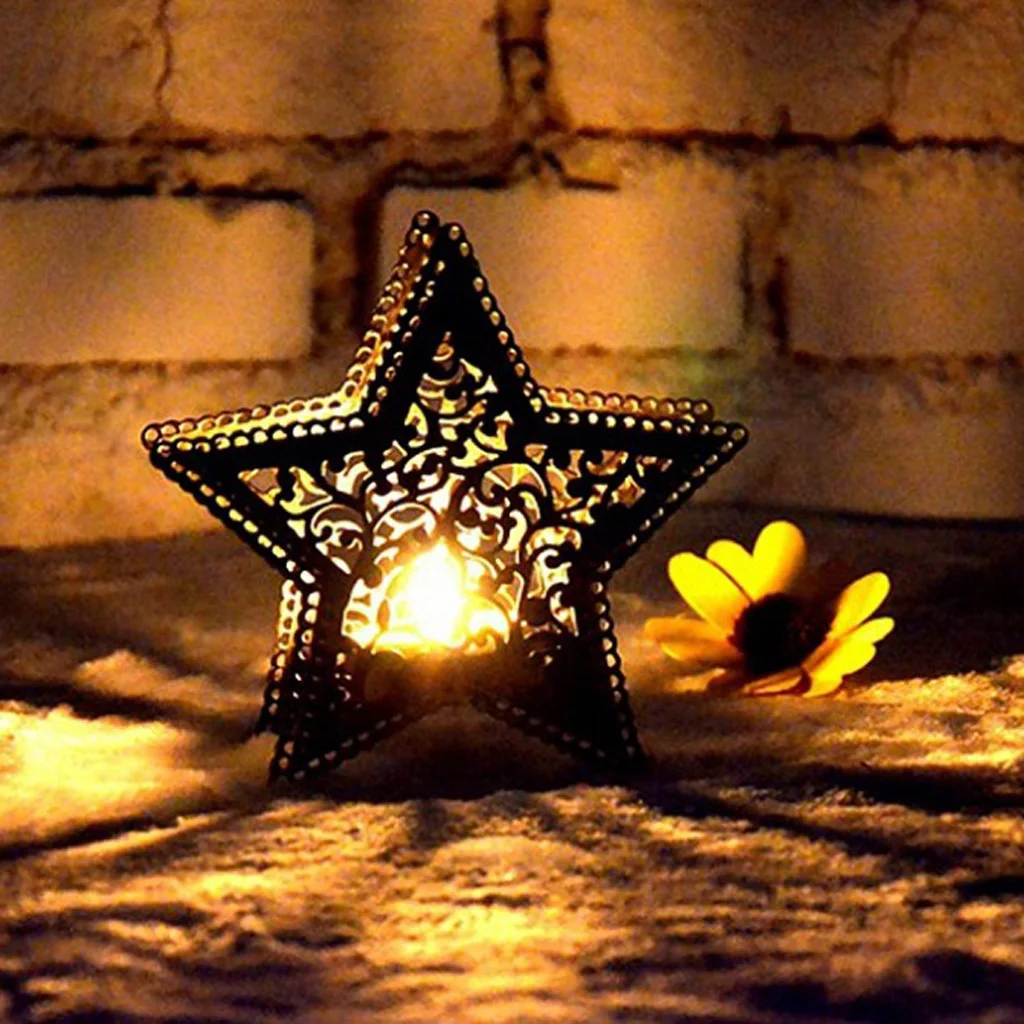  Moroccan Garden LED Candle Holder Lamp Holder Garden Patio Decor Star Shape Children's Bedroom Decoration Photo Prop