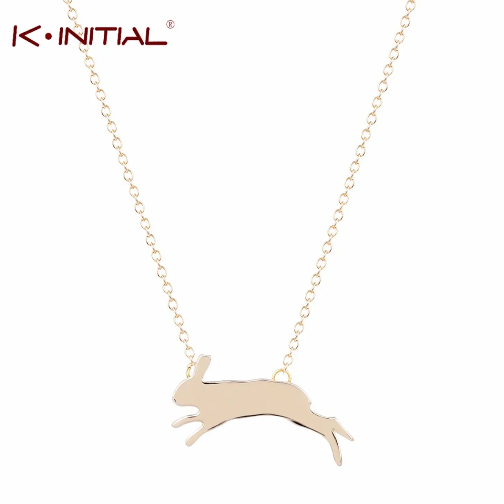 Kinitial 1PCS Statement Gold Silver Jumping Rabbit Necklaces Pendants