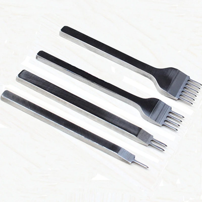 

4 pcs/set Leather Craft Tools 1+2+4+6 Prong 3/4/5mm Hole Punches Stitching Leather Punch Tools For Leather