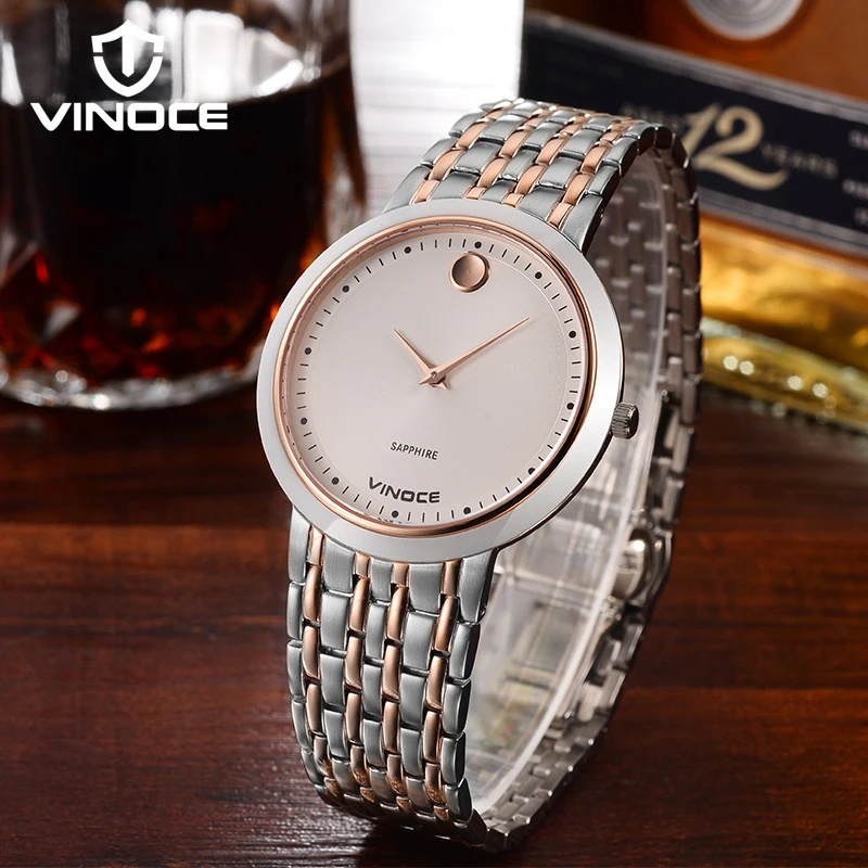 ORIGINAL  VINOCE Brand Stainless Steel Lovers Watches 2019 Brand Business Quartz Watch Men And Women Casual C