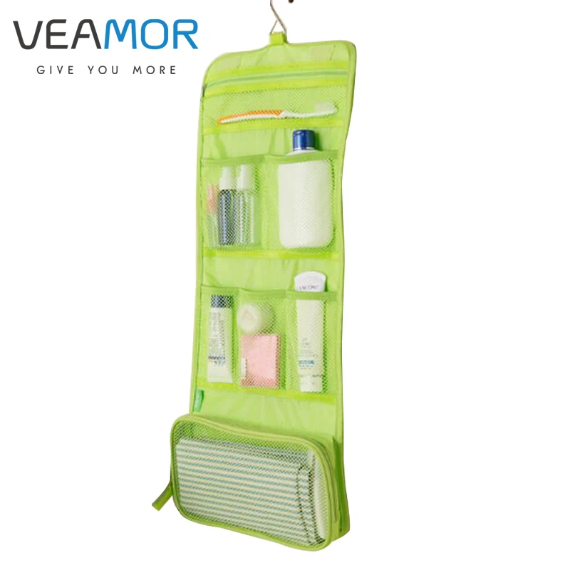 VEAMOR 600D أكسفورد الحمام الجدار للطي تخزين علقت السفر التجميل أكياس للماء المحمولة غسل أكياس WB177