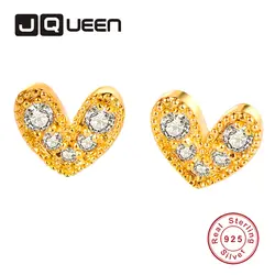 JQUEEN классические 24 К золото в форме сердца бриллиантовые серьги 925 серьги Свадебные для женщин ювелирные изделия Женское кольцо