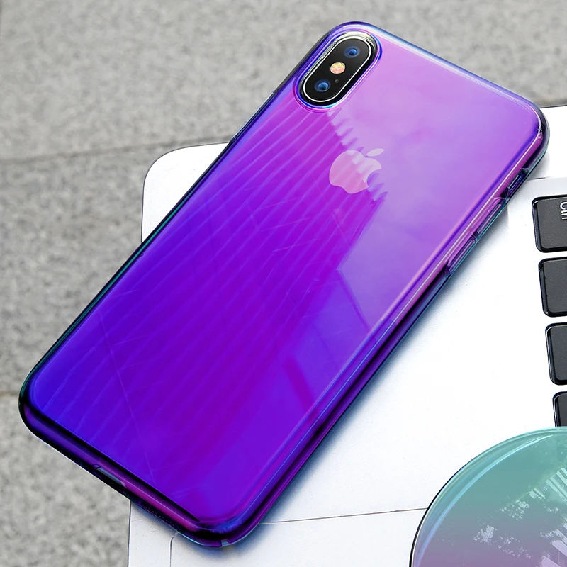 Baseus Прозрачный чехол для телефона для iPhone Xr Xs Max X градиентная мягкая задняя крышка из ТПУ для iPhone защитная оболочка Coque Fundas Capa - Цвет: Transparent Black