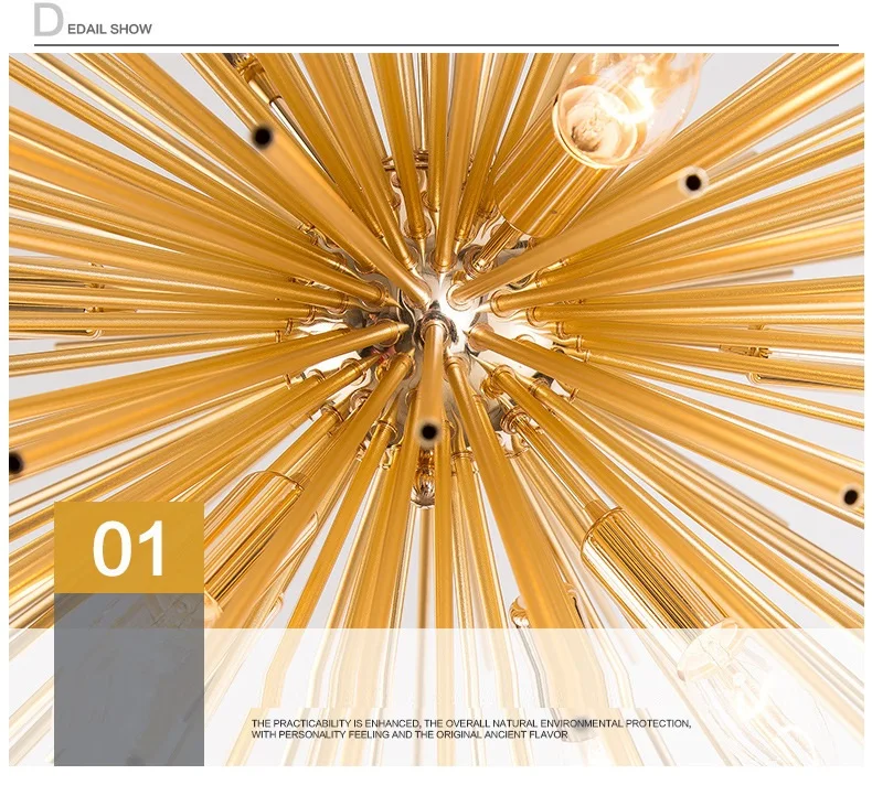 LuKLoy Loft Chandelier Light Pendant Lamp Dandelion Sparkle Sunshine Kitchen Counter Suspension Lighting Fixture Hanging Lamp (14)