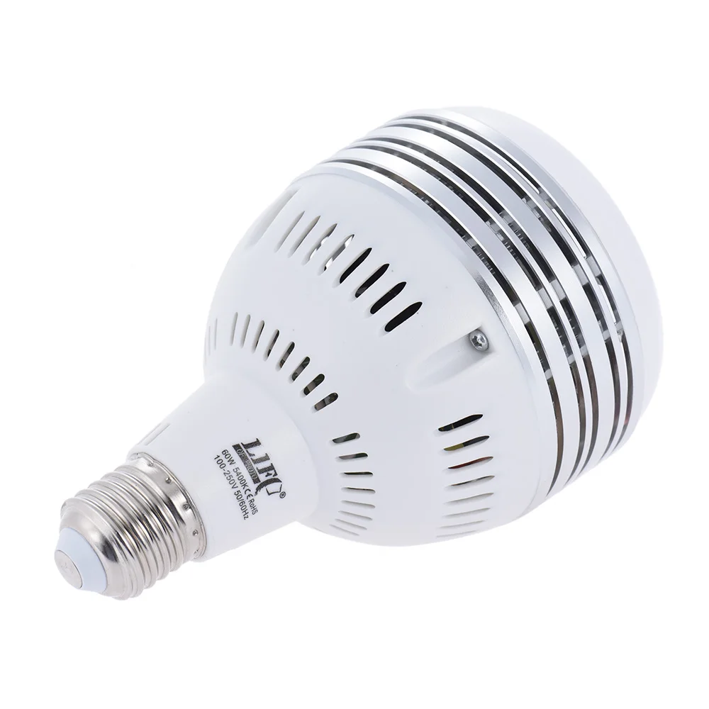 

E27 5400K 60W LED Daylight Balanced Studio Light Bulb Modeling Lamp for Photography Video Lighting 100~250V