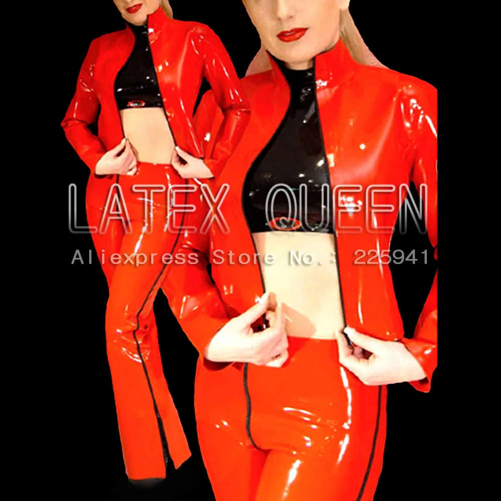 

Women 's latex rubber jackets coats