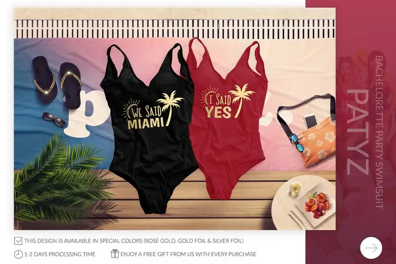 

BridalBachelorette Party I Said Yes We Said Miami Swimsuits Summer Beach Bathing Suit Sexy Backless Swimwear Swimsuit Drop Ship