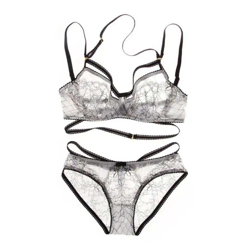 

Strappy bra set Contrast color women Lingerie set Sexy women bra set Underwire Unlined underwear women