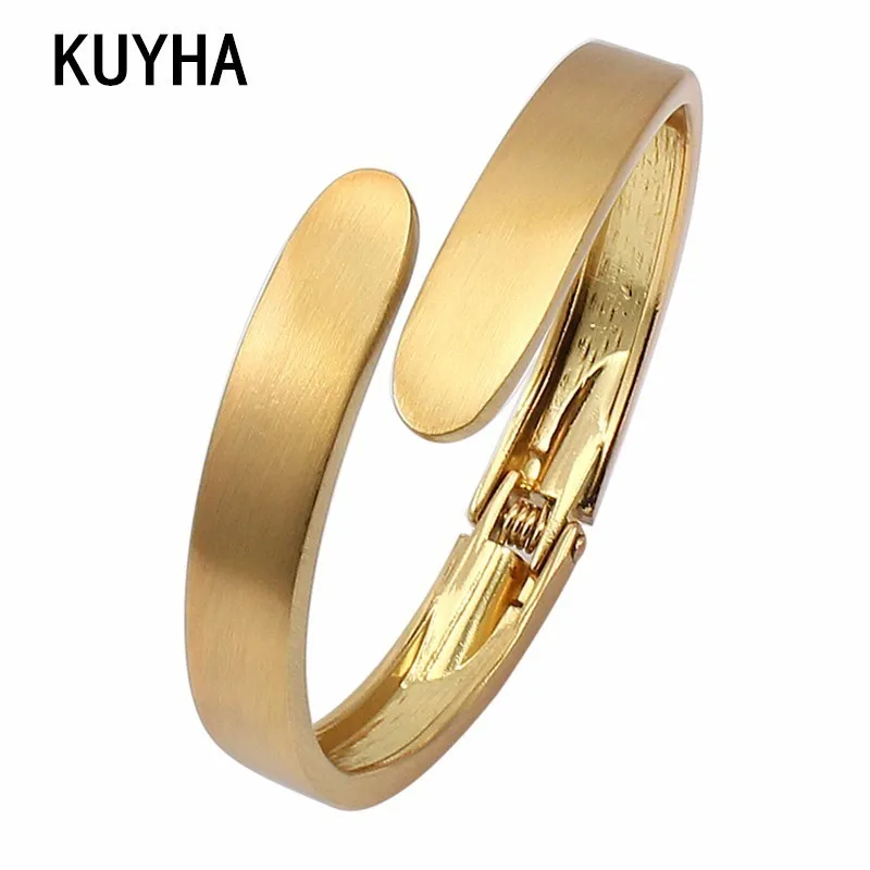 

High Quality Open Cuff Bracelets Simple Gold Color Adjustable Bangles Personal Custom Logo/Name Luxury Feminina Jewelry