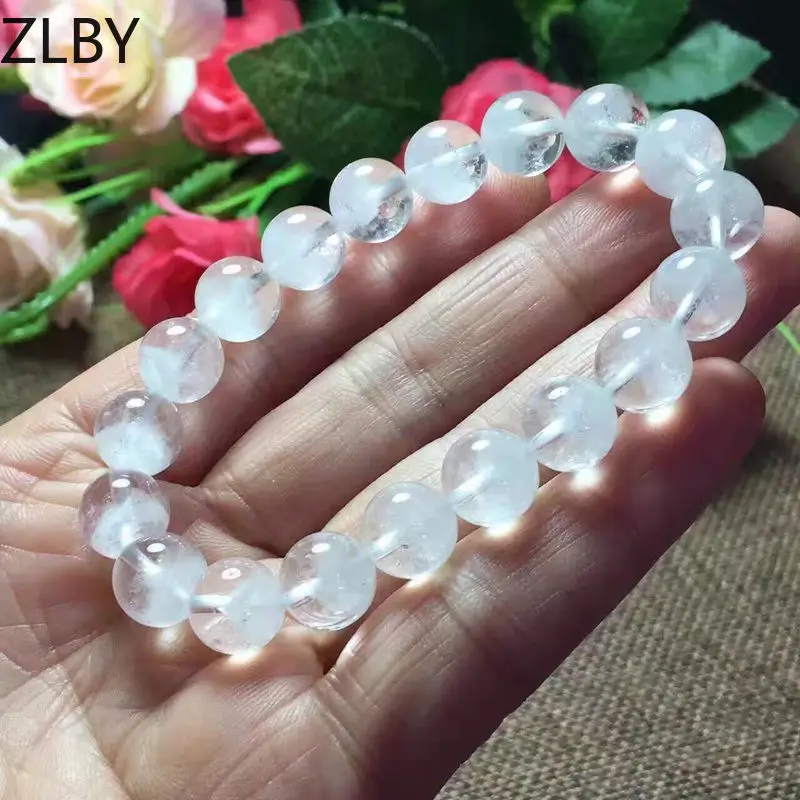 

Natural White Phantom Quartz Crystal 10mm Round Beads Woman Man Bracelets Bangle Phantom Bracelet Certificate AAAAAA