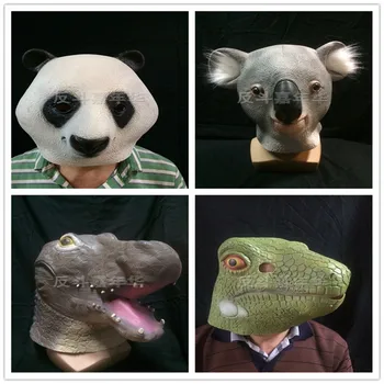 

Creepy Lion Head Mask Panda/Crocodile Mask latex party Animal Mask Halloween Masquerade Monkey/Koala Lizard Head Mask elephant