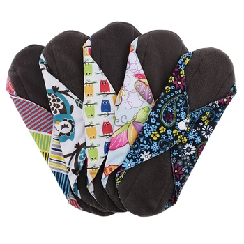 

5 Pieces Reusable Panty Liner Washable Menstrual Pads Charcoal Bamboo Cloth C