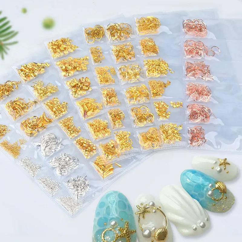

Fashion nail accessory mixed 6 grids Metal rivets patch nail studs Japanese Nail Art Decoration nail art retro stud jewelry