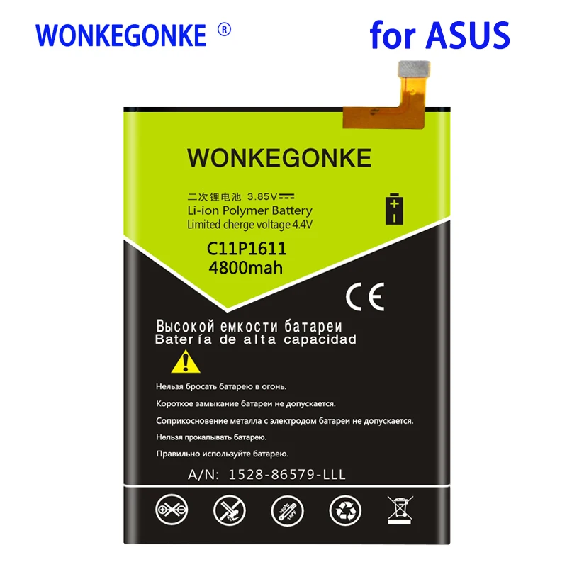 Аккумулятор WONKEGONKE 4800 мАч C11P1611 для ASUS Zenfone 3 Max Z3 ZC520TL X008DB PegASUS X008 X008D Z01B | Мобильные
