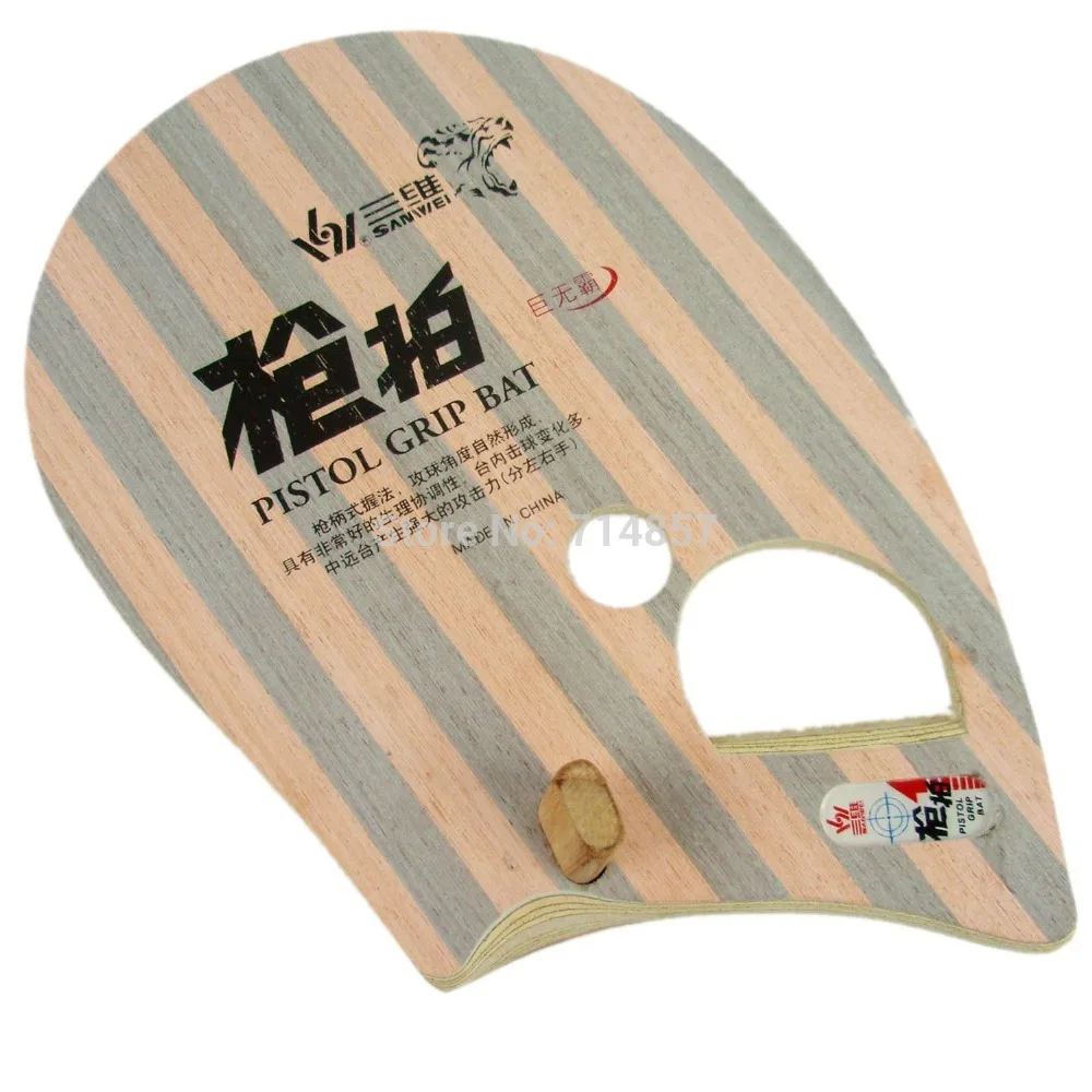 

Sanwei T981 middle finger type pistol grip bat table tennis / pingpong blade for left hand