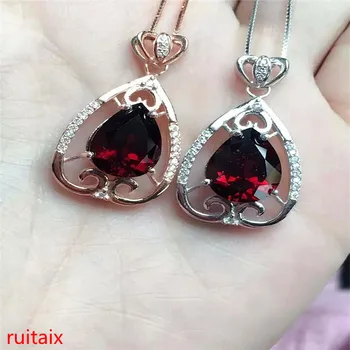 

KJJEAXCMY boutique jewels 925 pure silver inlaid with gold jewelry, natural garnet diamond pendant jewelry necklace.