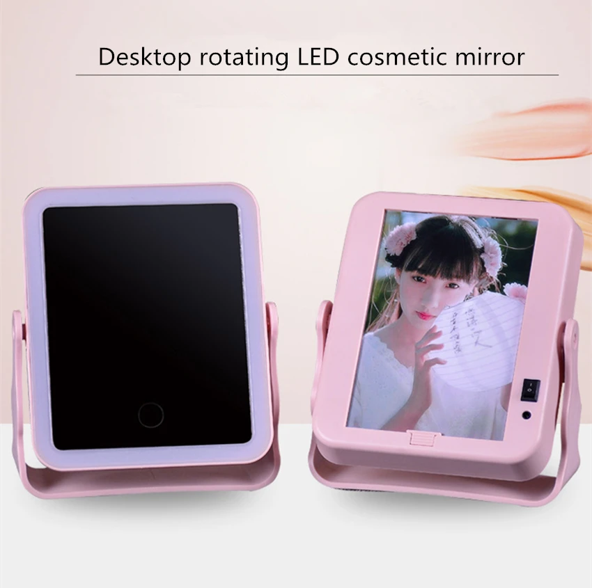 

LED makeup mirror table photo frame 360 degree rotating dressing mirror