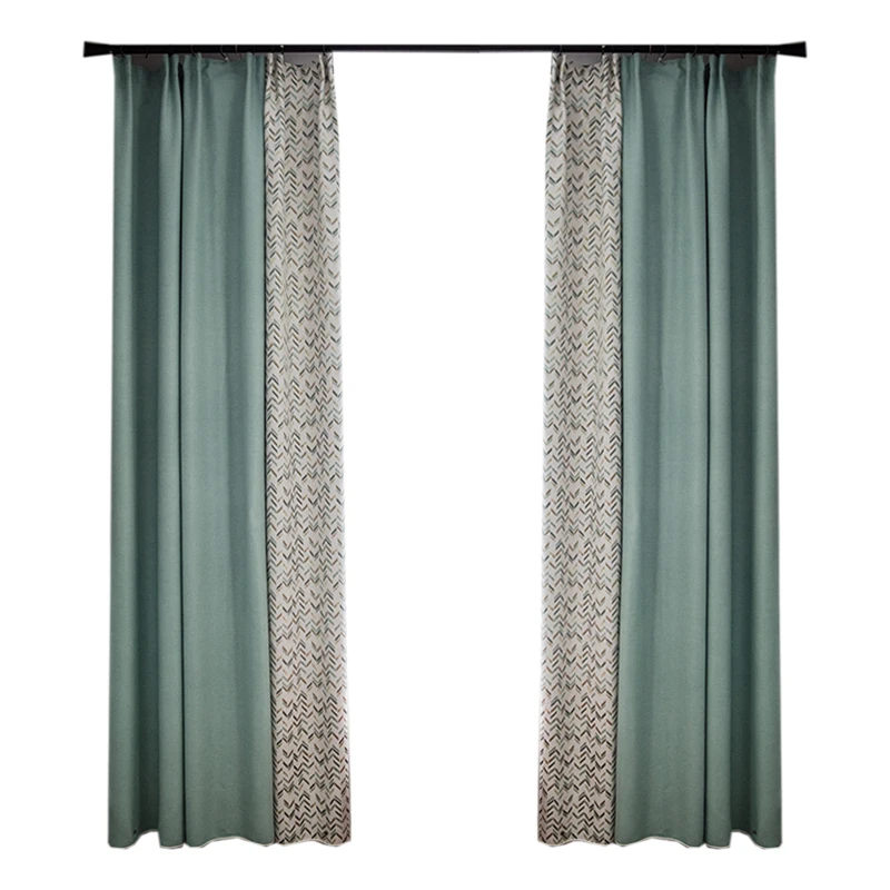 Пользовательские шторы Nordic высокого качества с хлопок зеленого цвета в виде геометрических фигур окрашенный жаккард спальня шторная ткань затемненные шторы M662