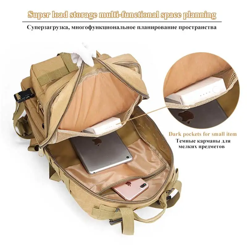 Men Tactical Backpack 3P Military 35L Backpack Unisex Rucksack Outdoor Camping Hunting Backpack Spo