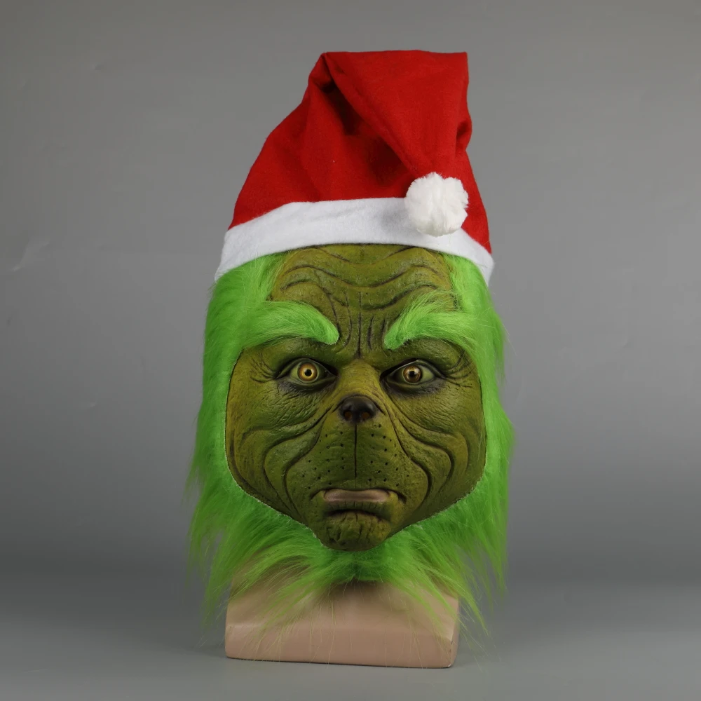 Новинка, забавные вечерние латексные маски Grinch на Рождество, маска на голову для Хэллоуина, костюм Grinch, реквизит