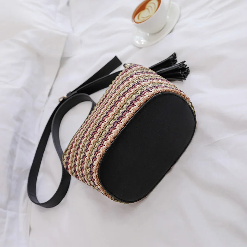 Women Tassel Beach Straw Bag Bohemian Female Summer Holiday Handbag Fashion Woven Lady Shoulder Bag Travel Mini Crossbody SS3272 (17)