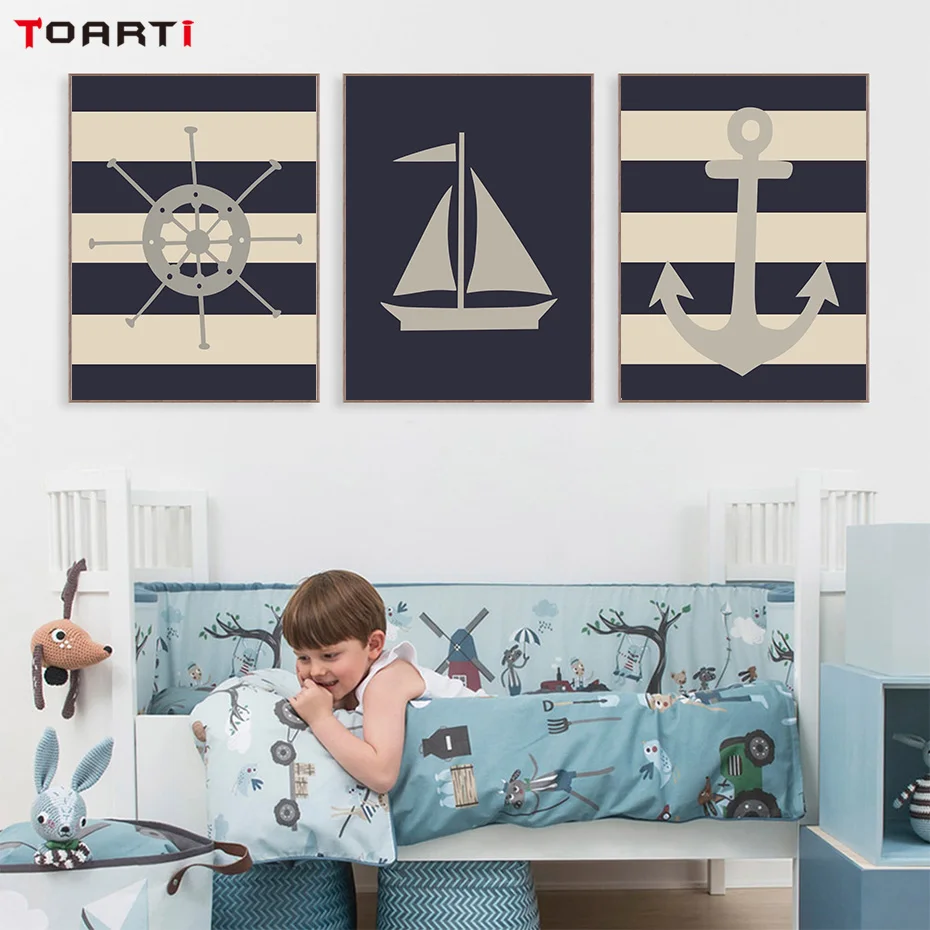 Nordic Style   Sailboat Anchor Ship Poster