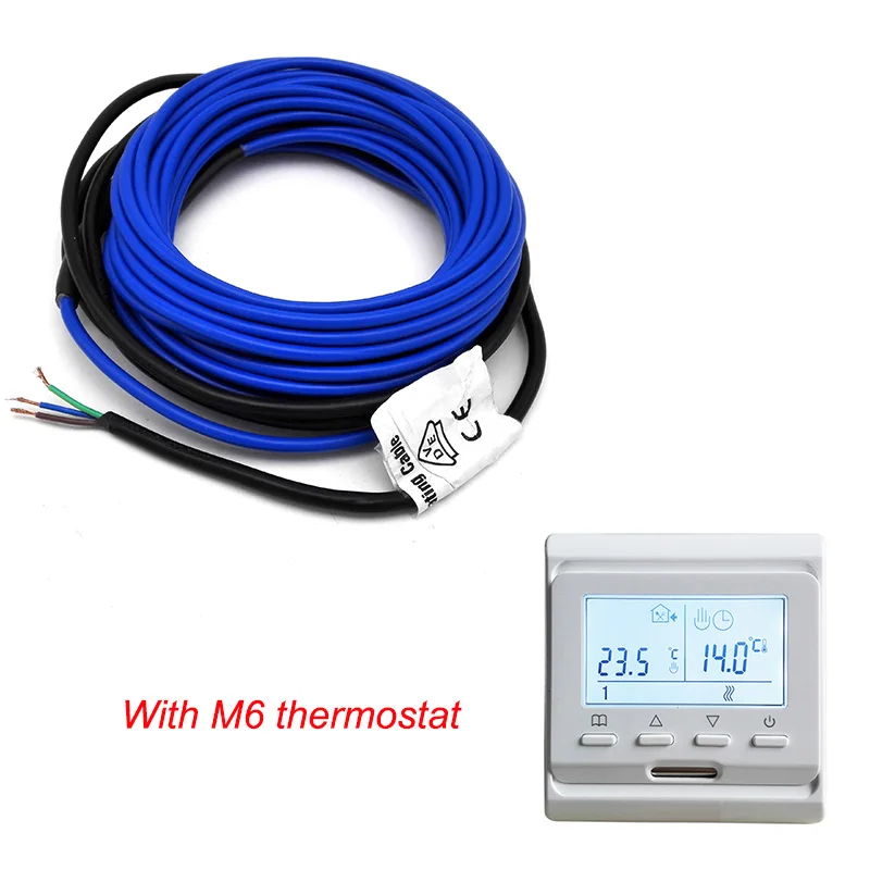 20 Вт/м высокое качество фэп фторполимер изолированный сплав нагревательный провод теплая плитка ламинат пол теплый кабель - Цвет: M6 and Cable
