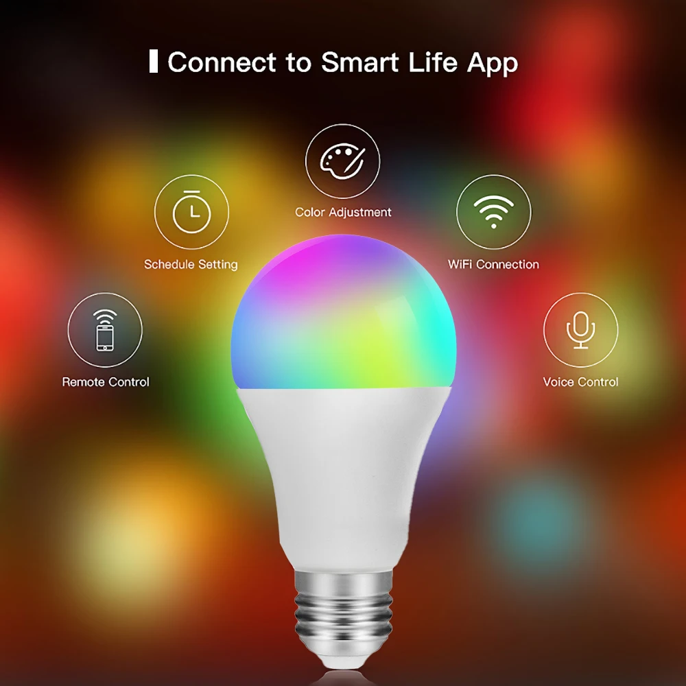 

Led Wireless WiFi Smart Light Bulb Remote Voice Control Light RGBW Lamp Compatible with Alexa Google Home E27 Energy-saving Lamp