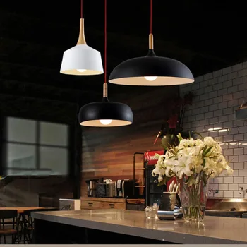 

Modern Pendant Light Nordic Style Suspension Luminaire Hanging Lamp Vintage Pendant Lamp Rustic Wood Light Aluminium Lampshade
