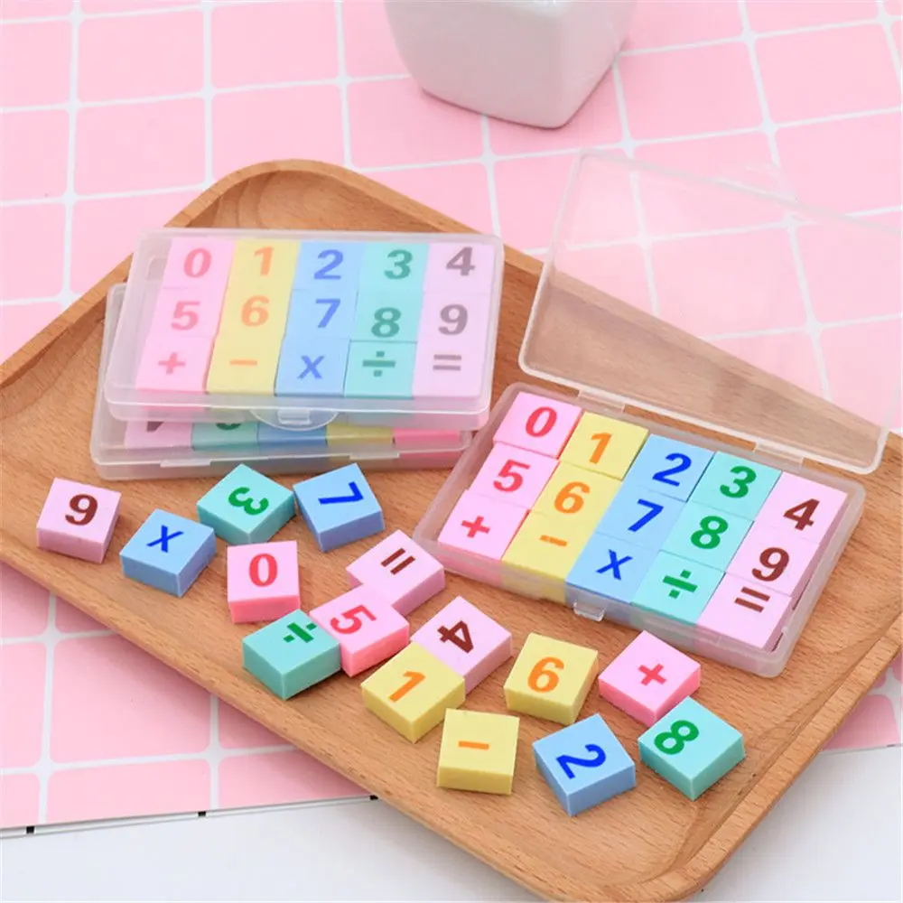 15pcs/box Creative Numbers Erasers Mini Cute Rubbers Kids Praise Gift