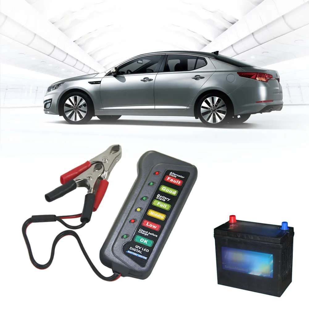 

12V 6-LED Lights Display Car Battery Tester Mini Automotive Charger/ Alternator/ Cranking Check Tools