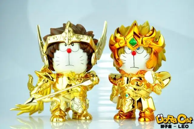 Аниме робот Дораэмон Косплей золотой Saint Seiya Taurus Gemini Стрелец Скорпион Овен Лео