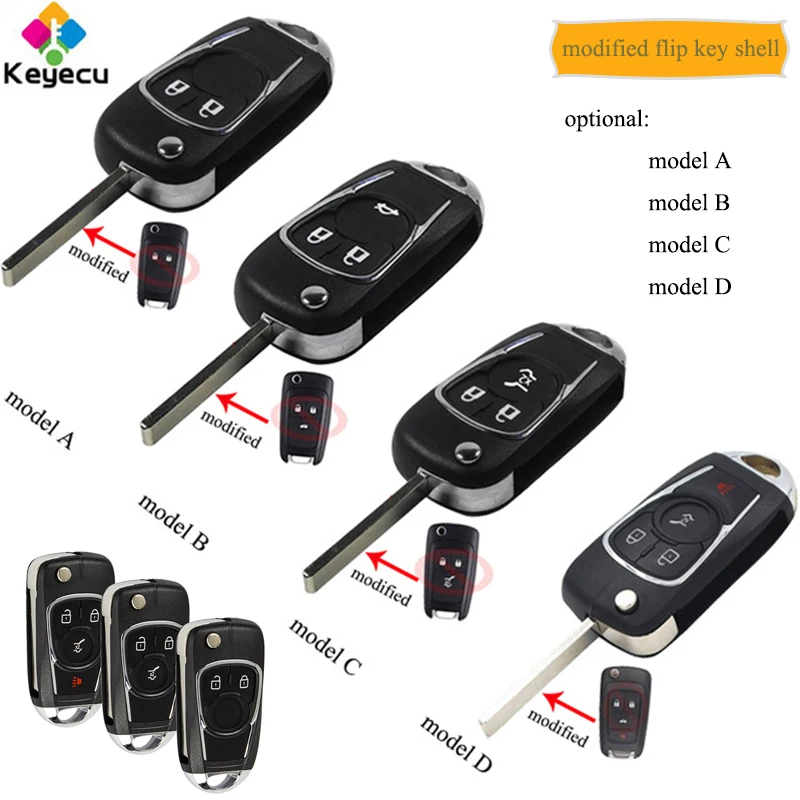 

KEYECU Modified Flip Remote Key Shell With 2/ 3/ 4 Button - FOB for Chevrolet Cruze for Buick for VAUXHALL OPEL Insignia Astra J