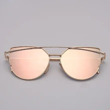 Женские винтажные солнцезащитные очки "кошачий глаз", фирменный дизайн, солнцезащитные очки, розовая зеркальная металлическая оправа, светоотражающие очки с плоскими линзами, UV400