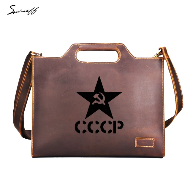 Soviet Union Cccp Business Briefcase Custom Name Men Handbags Soviet Union Cccp Business Briefcase Custom Name Men Handbags Vintage Leather Ipad Laptop Bags Messenger