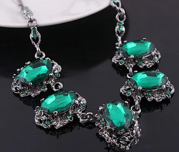 

Hot new explosion models popular retro crystal mosaic necklace jewelry wholesale 12pcs/lot