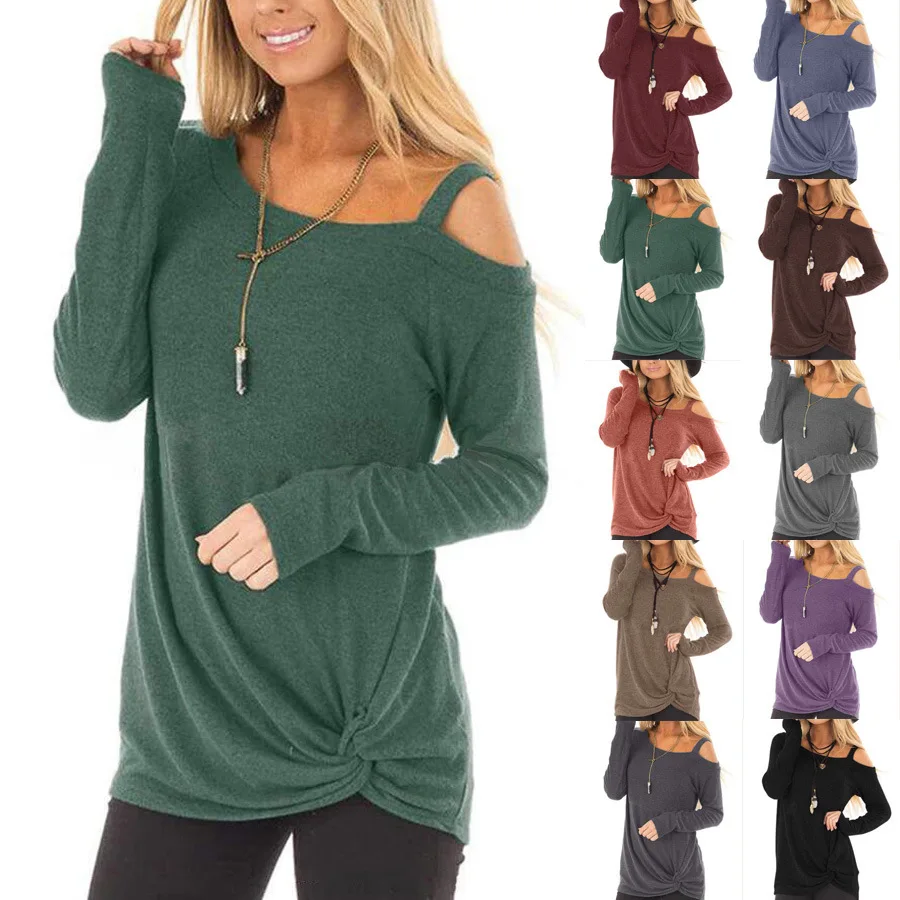 

2019 Spring Twist T-Shirt Women Irregular pullover Pleated T-Shirts Off Shoulder Hollow Tops Loose Plus Size crop basis Tee