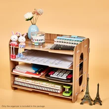 Настольный органайзер, органайзер для офиса, держатель для документов из дерева, креативный поднос с буквами, 4 слоя, для офиса, школы, домашнего использования