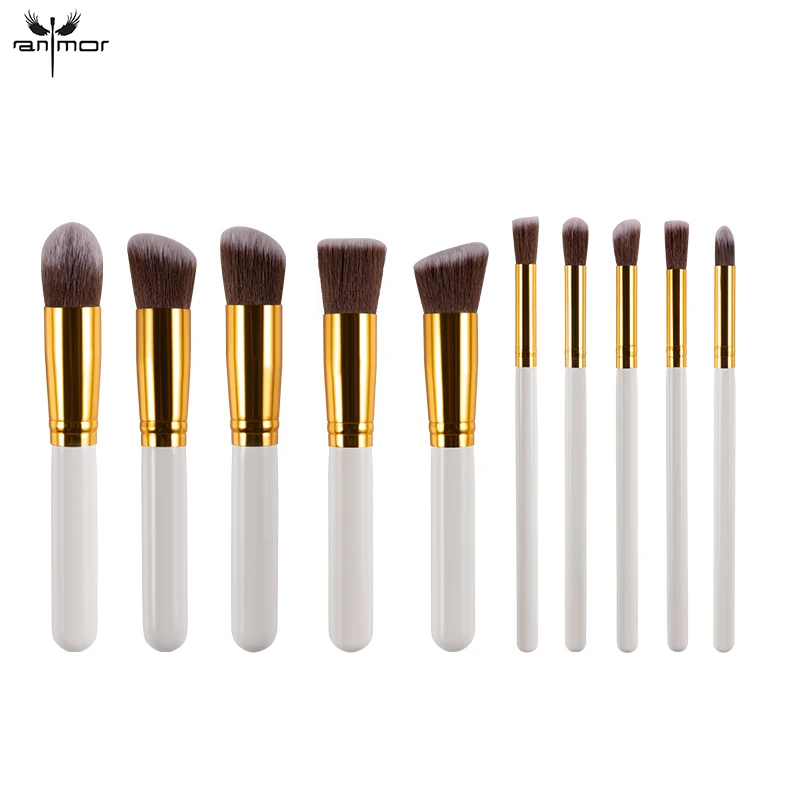 

Anmor 10Pcs Makeup Brushes Set Foundation Brush Make Up Professional Eyeshadow Powder Eyebrow Eye shadow Makeup Cosmetics Tools