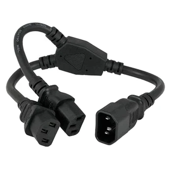 

Universal Power Splitter Cord - IEC320 C14 Male Plug To Dual C13 Receptacles Black