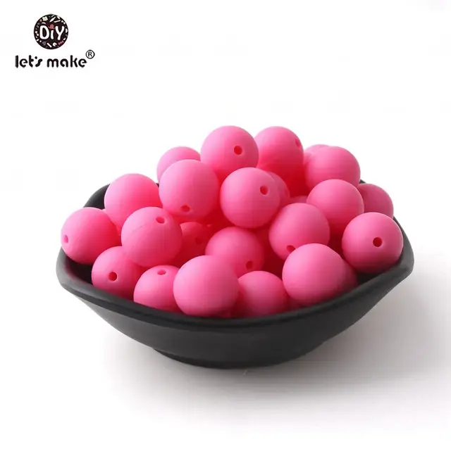 Let's make 50pcs Silicone Beads 12mm Eco-friendly Sensory Teething Necklace Food Grade Mom Nursing DIY Jewelry Baby Teethers hot pink