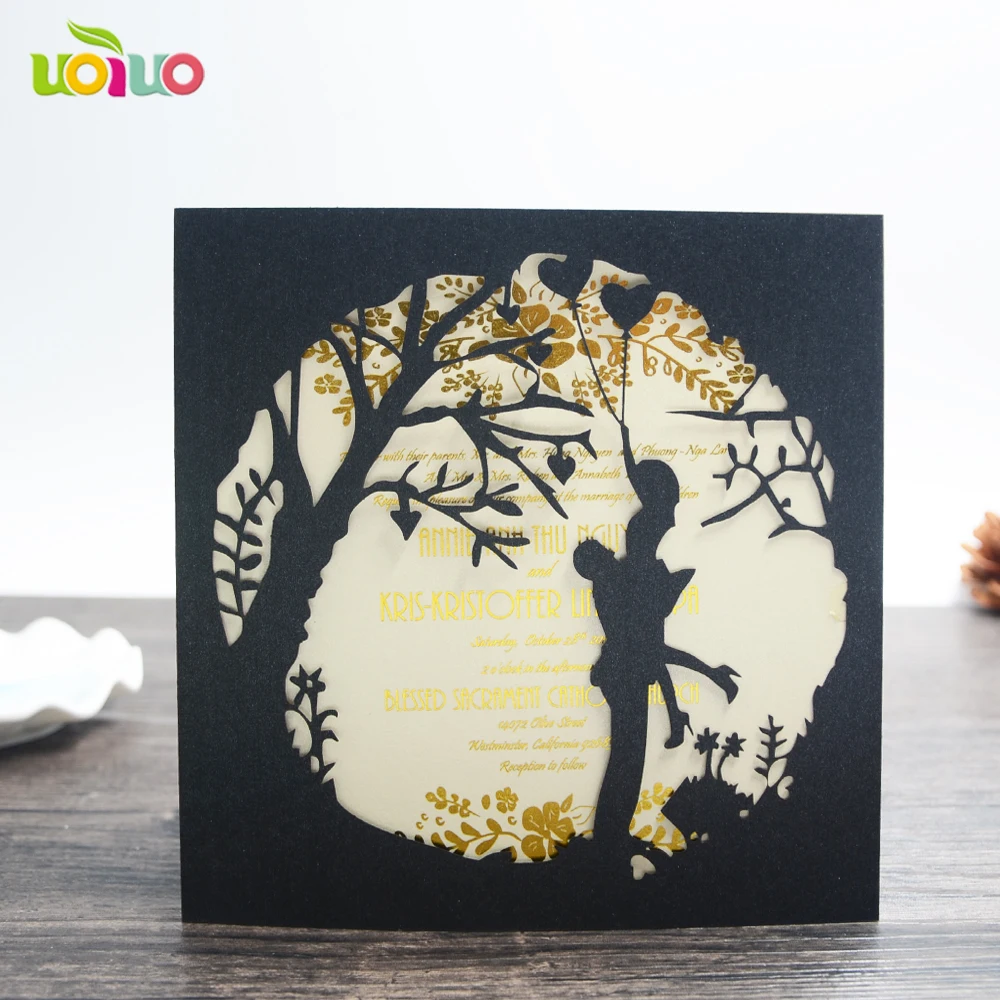 

10pcs/lot hot sale Engagement Laser Cut Groom & Bride Dresses Wedding Invitations Weeding invitation Cards Decorations