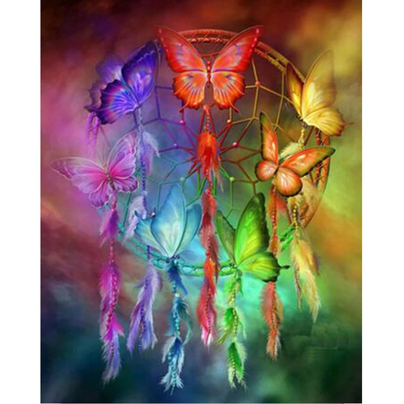 

Needlework 5D diamond embroidery with picture decor mosaic diy diamond painting butterfly feather dream catcher sticker RD54